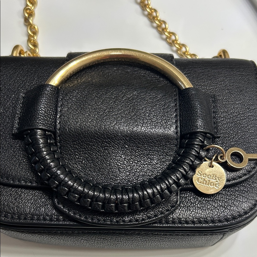 See By Chloe Beautiful Black Leather Crossbody Bag with Gold Accents